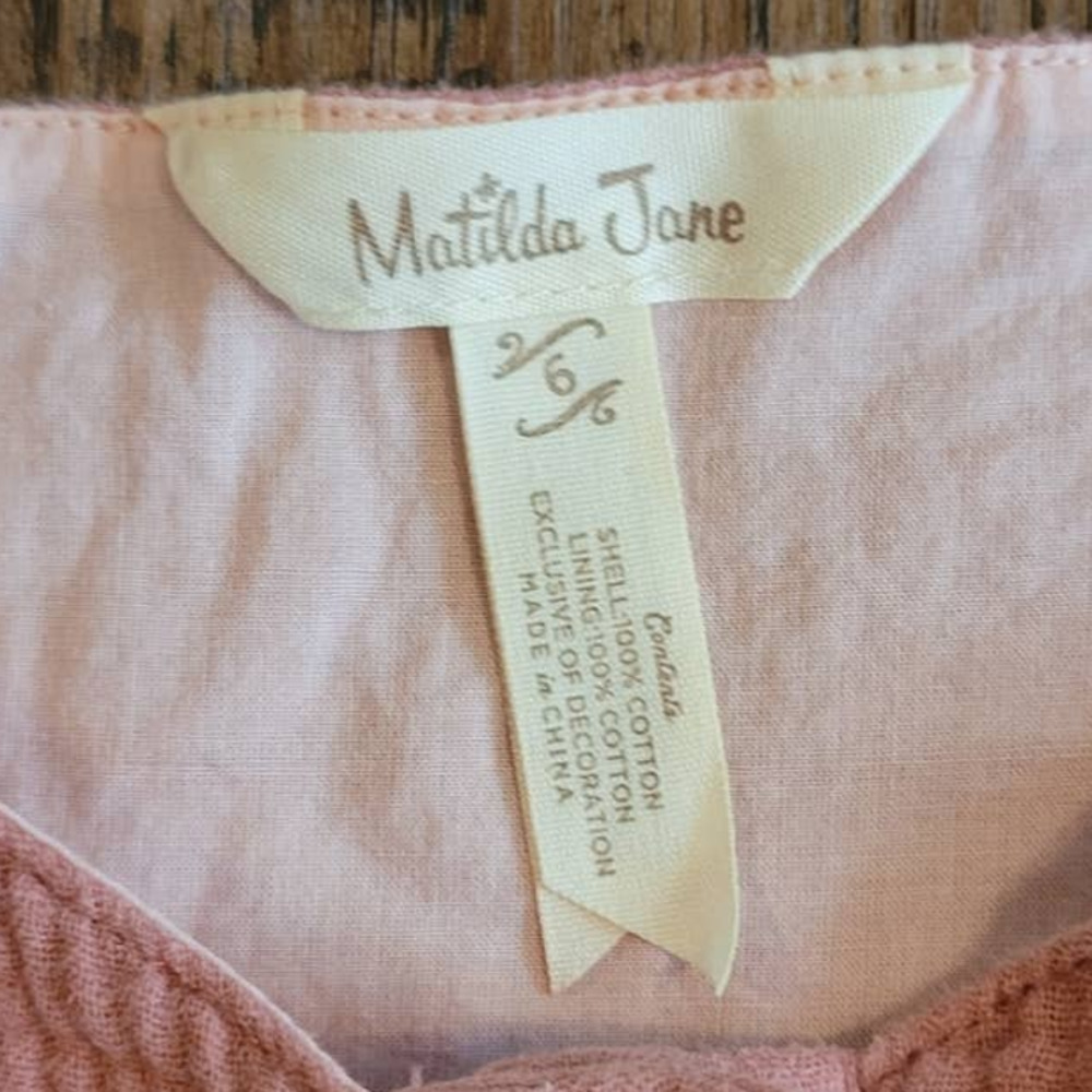 Matilda Jane Just Imagine Veda Girls Crinkle Knit Color Block Dress Cedar Size 6 - Picture 4 of 4